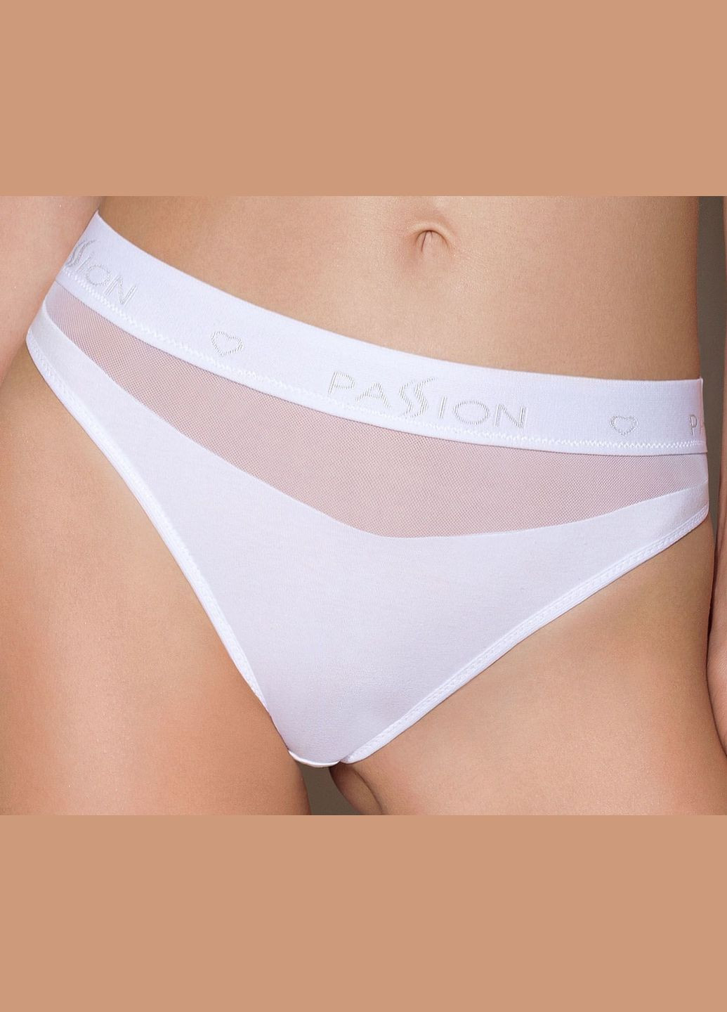 Білий демісезонний трусики з прозорою вставкою ps006 panties white, size Passion