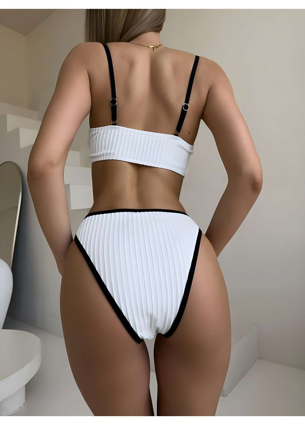 Білий літній жіночий літній білий роздільний купальник No Brand