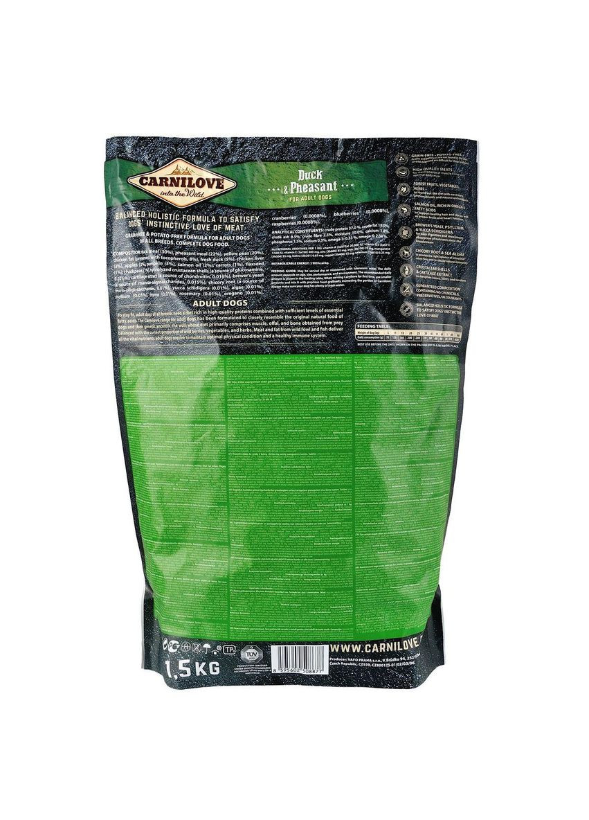 Сухой корм Duck & Pheasant для взрослых собак всех пород, утка и фазан, 1,5 кг Carnilove (363196475)