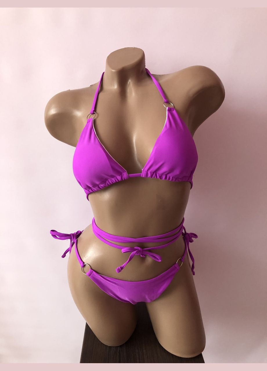 Фиолетовый демисезонный женский раздельный купальник на завязках (арт.6078) No Brand