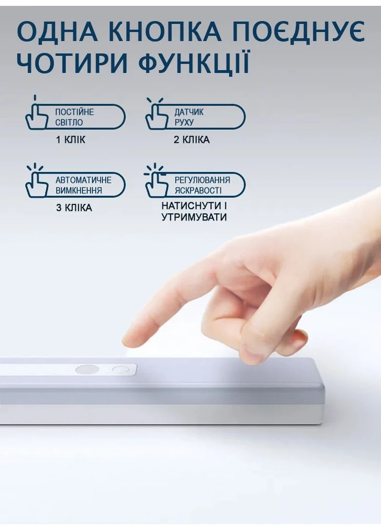 Фонарь аккумуляторный LED 30 см пластик белый с датчиком движения UAD (393516480)