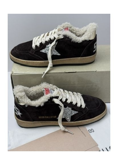 Темно-коричневі кросівки зимові хутряні кеди жіночі ggdb голден гус golden goose No Brand