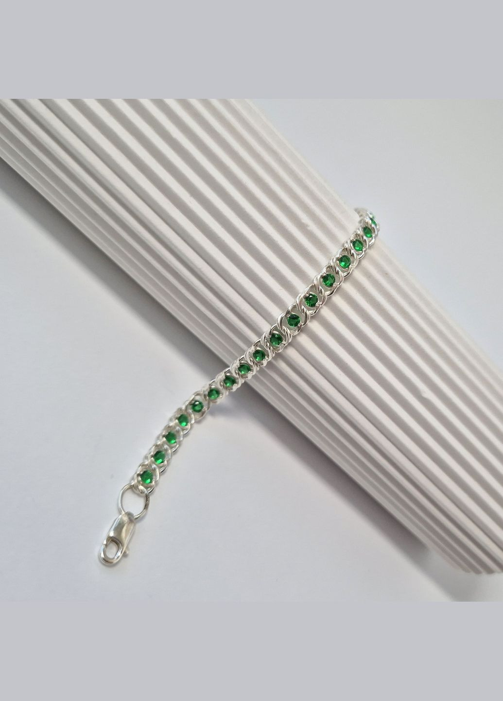 Срібний браслет Арабка із Зеленими каменями на руку 16.5 - 19.5 см срібло 925 проби 6035з 6.69г Nobrand (363969132)