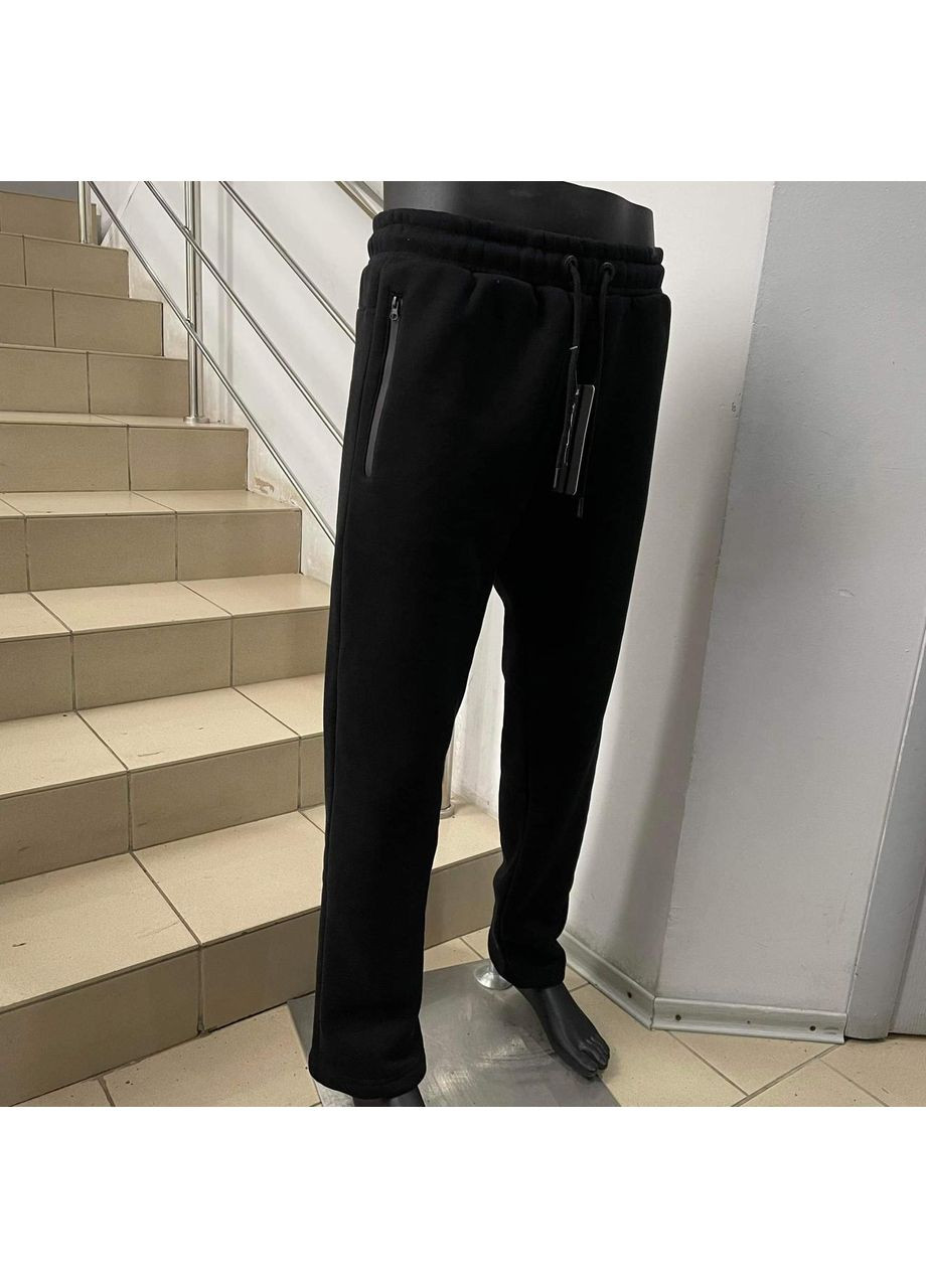Брюки мужские спортивные прямые карманы флис 3XL черные Dias (369012346)