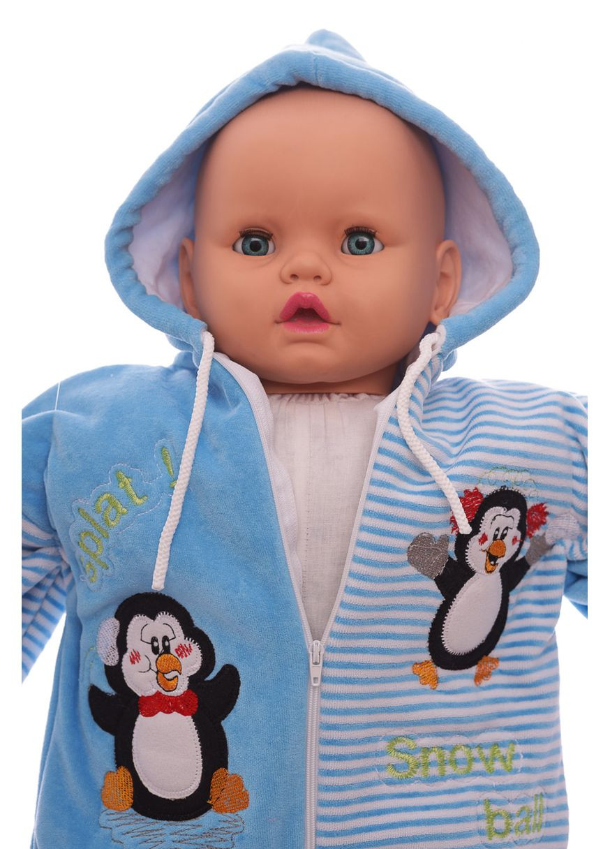 Чоловічок для хлопчика велюровий з пінгвіном блакитний 50 см (26270) BABYKROHA (297199962)