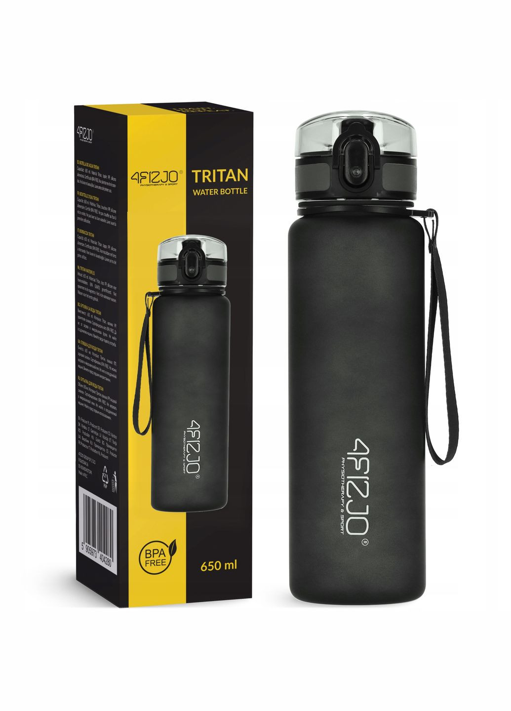 Пляшка для води спортивна 650 мл Black (P-5905973403733) 4FIZJO (311505557)