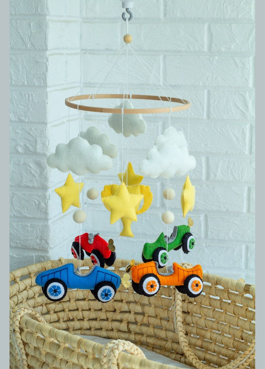 Дитячий музичний мобіль на ліжечко для немовлят WooolyWool «Круті тачки» з 35 мелодіями No Brand (342758010)
