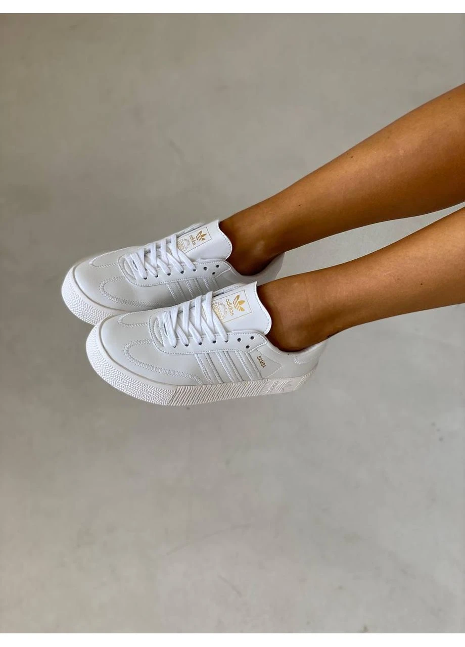 КРОСІВКИ ЖІНОЧІ ADIDAS SAMBA ALL WHITE АДІДАС САМБА БІЛІ No Brand білі демісезони (391952623)