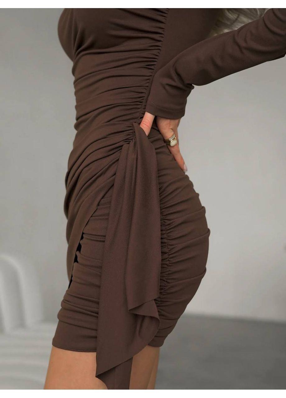 Коричневое праздничный, вечернее платье Україна однотонное