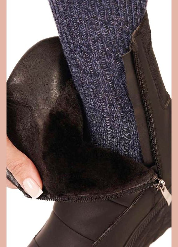 Зимние женские черные дутики эко кожа берцы Seven из искусственной кожи