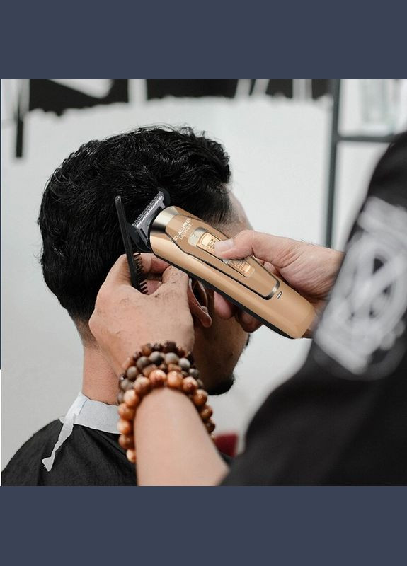 Професійна машинка тример універсальний для стриження волосся бороди та вусів акумуляторна GM-6115 Pro Золотиста + 4 Geemy (312486074)