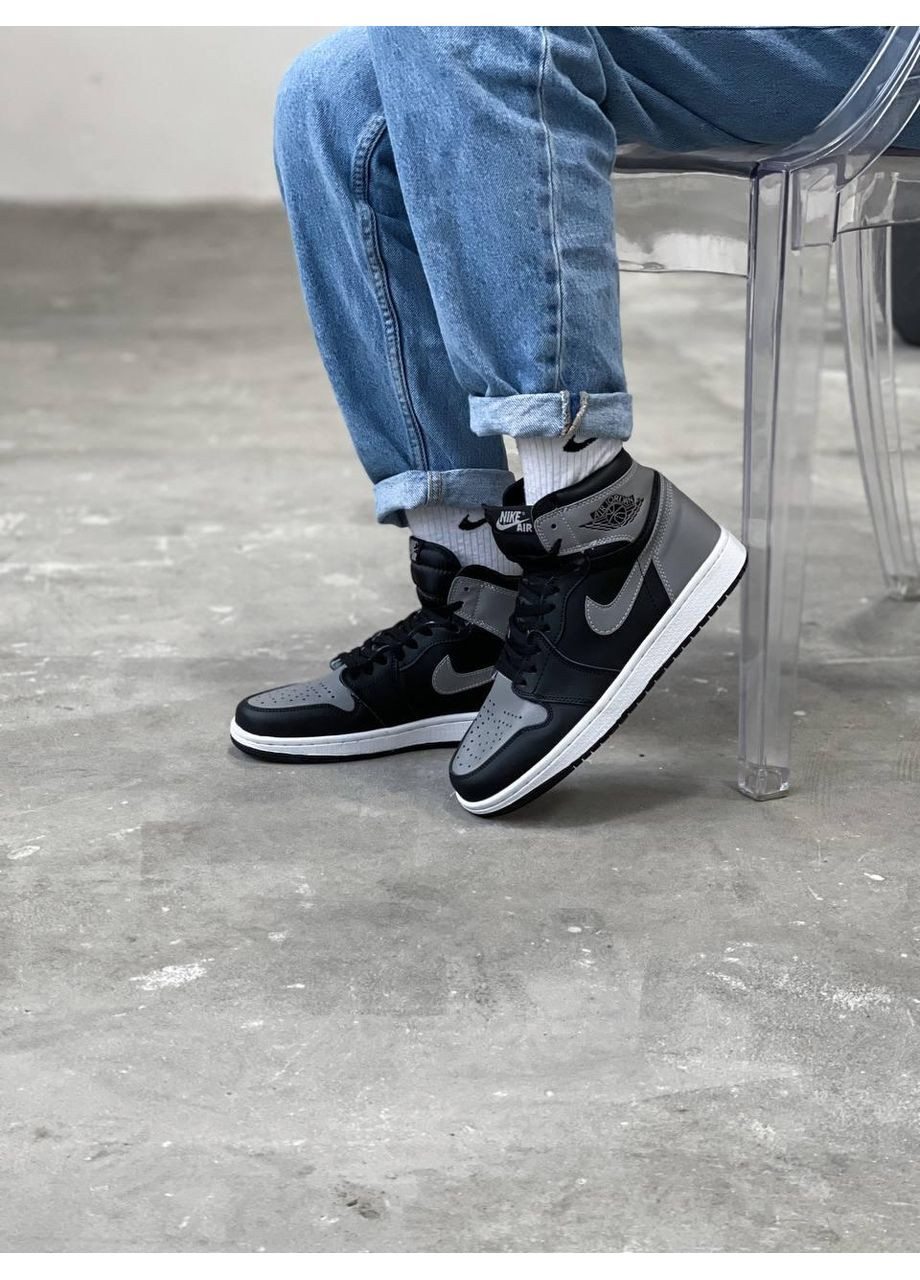 КРОСІВКИ ЖІНОЧІ NIKE AIR JORDAN 1 RETRO HIGH BLACK GREY НАЙК АІР ДЖОРДАН No Brand сірі демісезони (367167371)