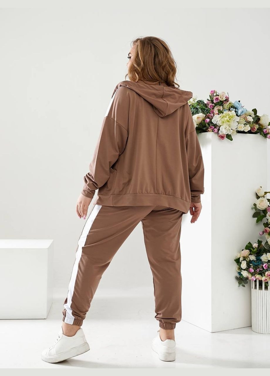 Спортивный костюм батал с капюшоном на молнии мокко Viki Спортивний костюм (316218947)