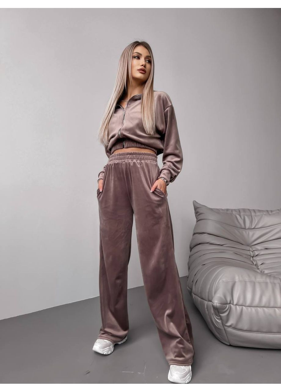 Велюровый костюм двойка со стильным кроем No Brand (366238479)