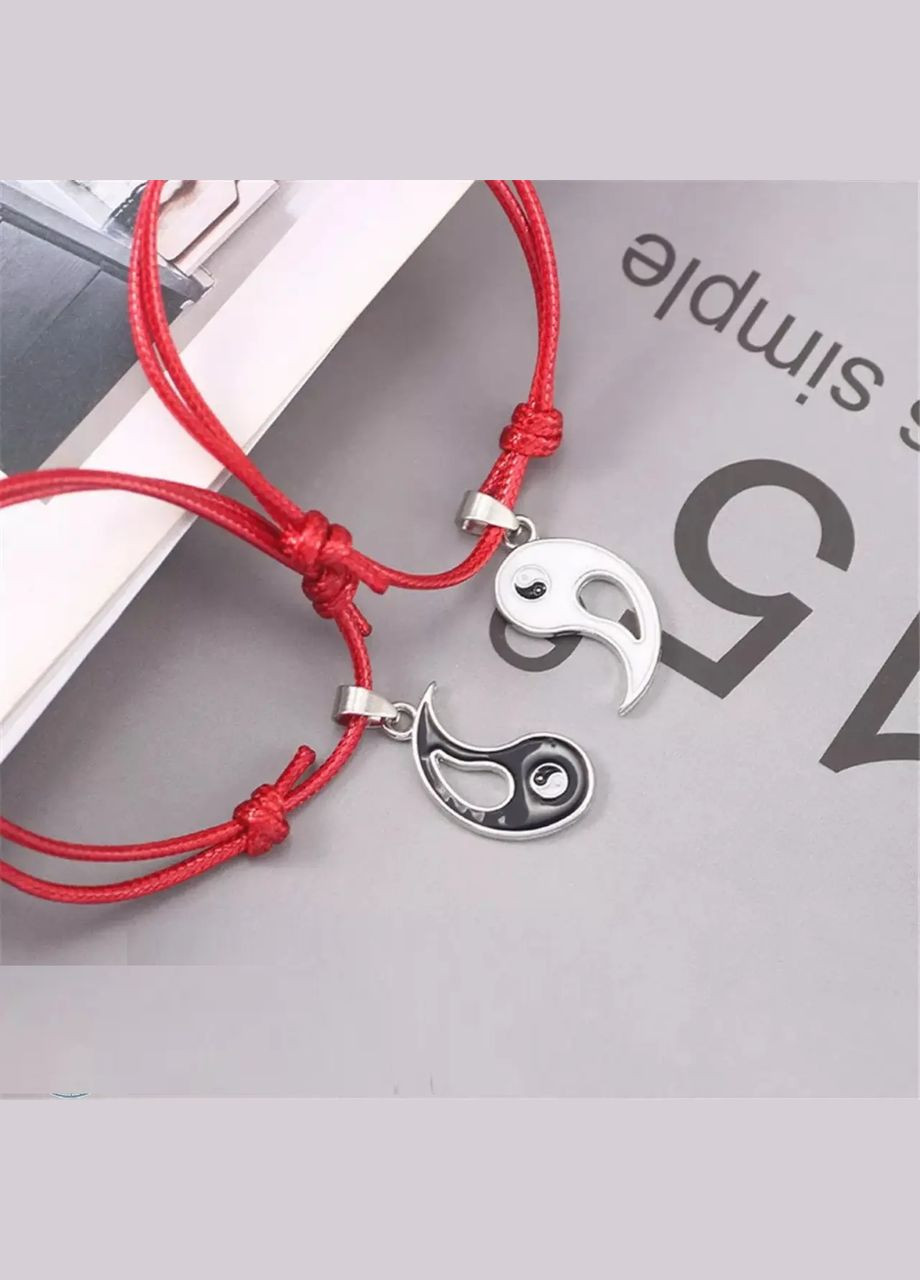 Парные браслеты Инь-янь для влюбленных две половинки красная нить No Brand (340275721)