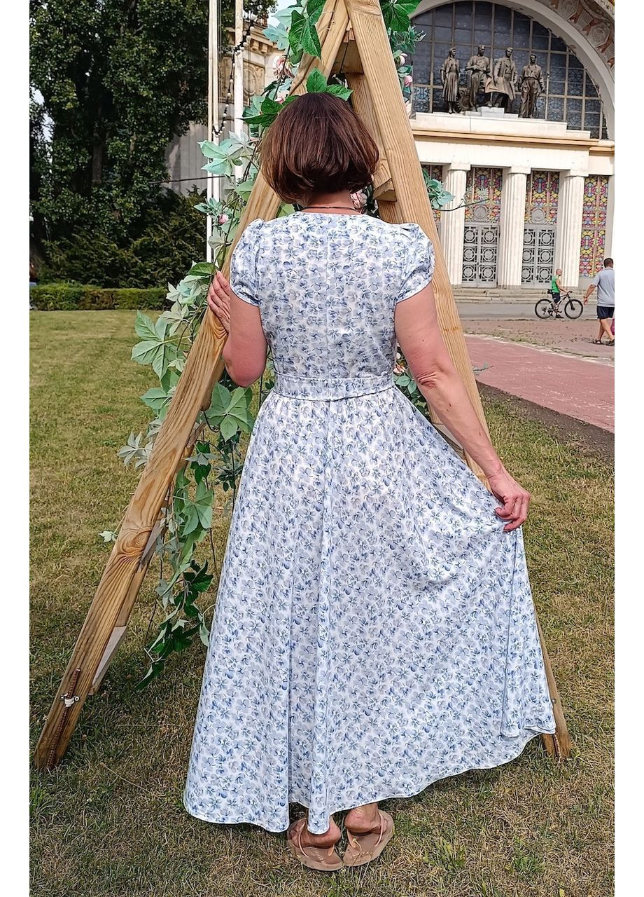 Голубое вечернее максиплатье из голубого софта 2 Льва