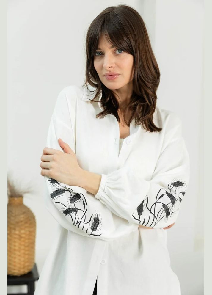 Белая повседневный рубашка Seventeen с длинным рукавом