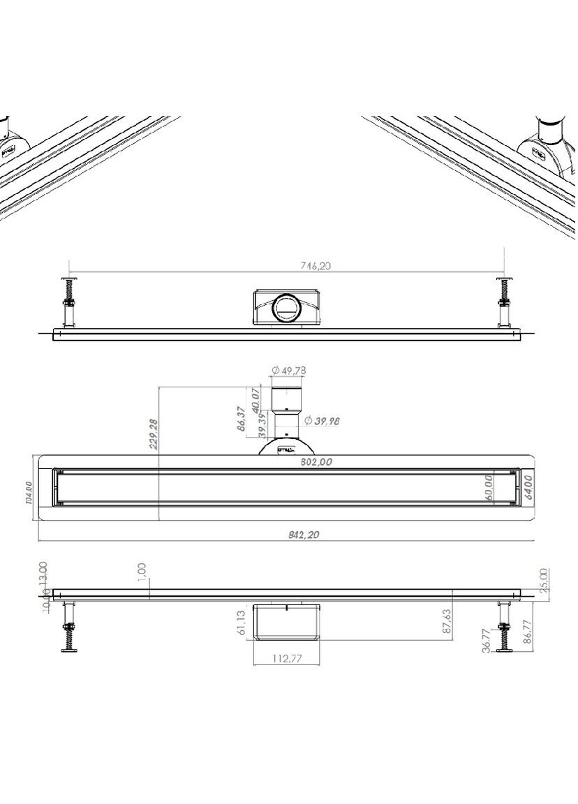 Трап линейный душевой TM256-C-80 TILLO (367581825)
