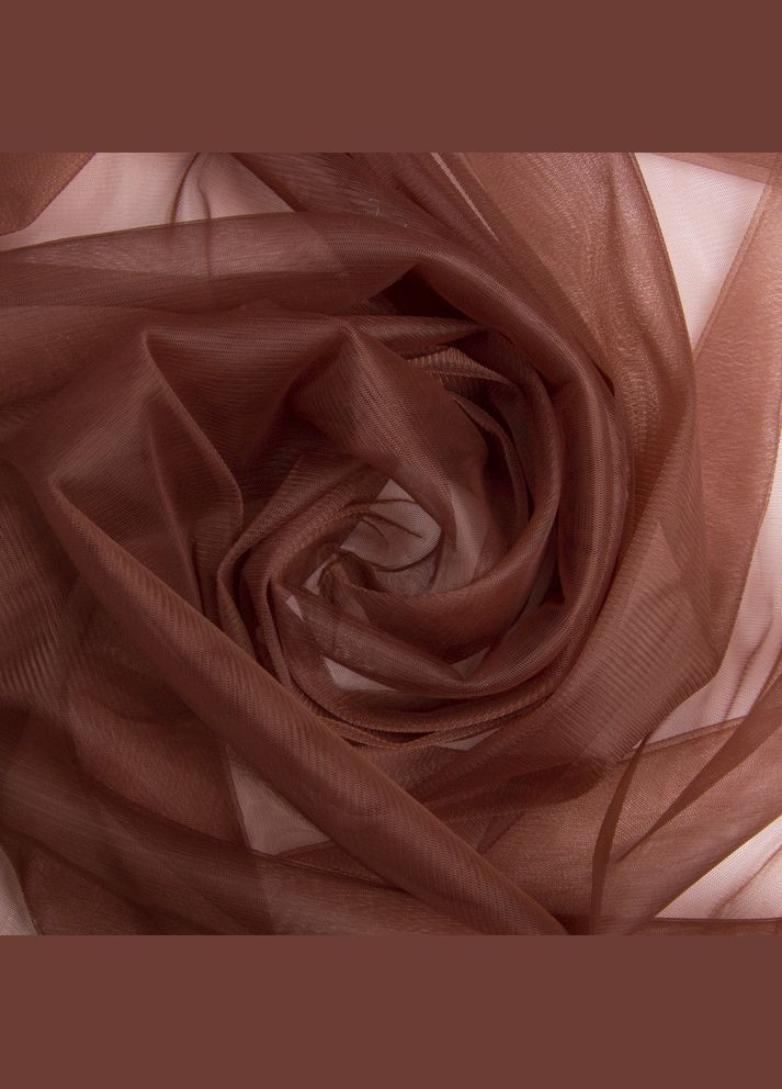 Тканина фатін євро 300 см 15 г/м2 фатин легка декоративна для суконь, костюмів, декору   V-H50 коричнева IDEIA (305836142)