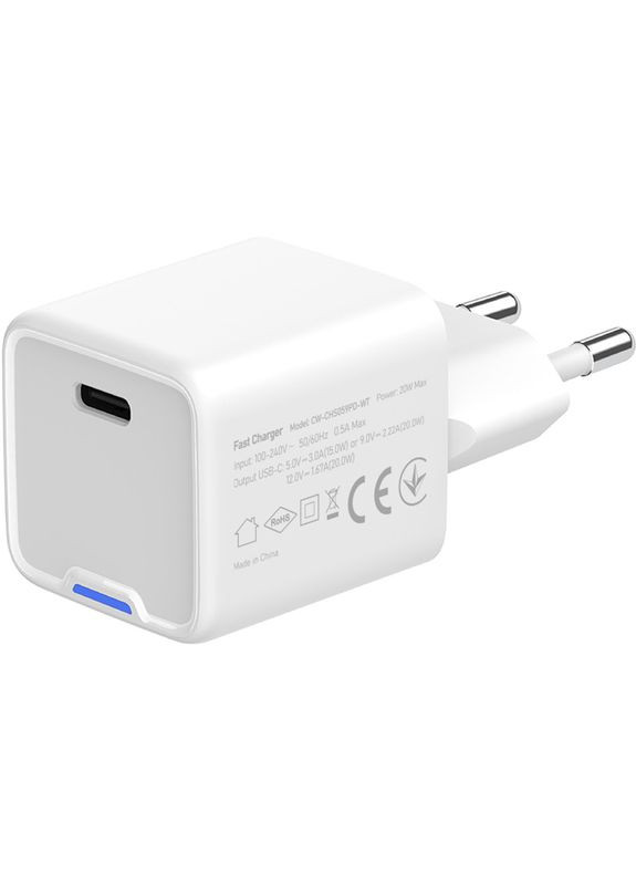 Зарядний пристрій GaN Mini 20W USB-C White (CW-CHS059PD-WT) Colorway (332613314)