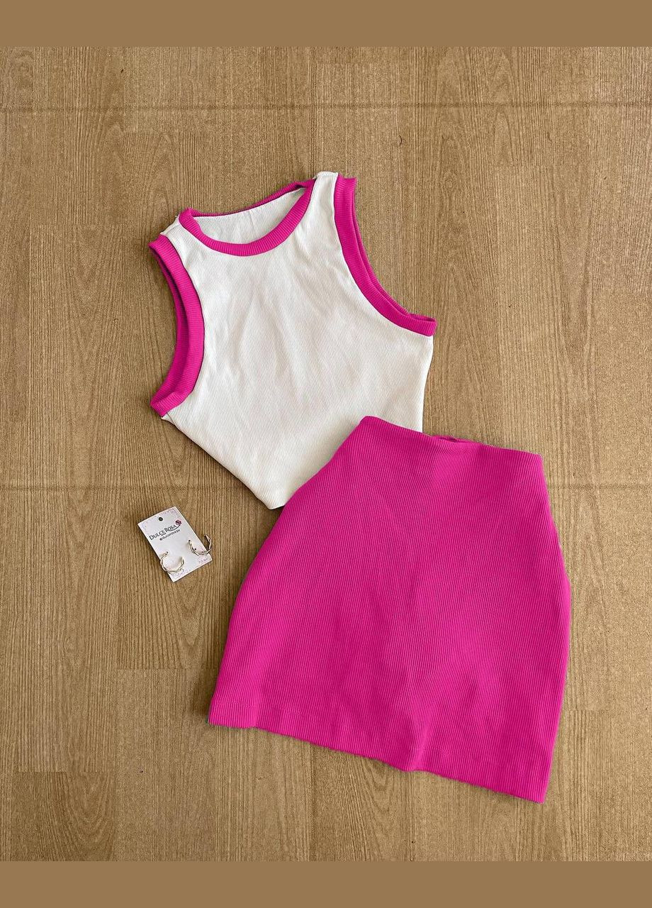 Яскравий та легкий топ + спідниця-шорти, ідеально підходить для повсякденних образів, стильний та комфортний для теплих днів. No Brand 275-1 (324025756)