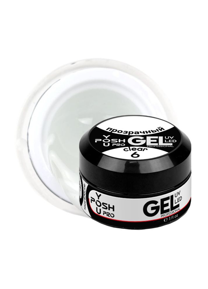 Гель для наращивания ногтей YouPOSH UV Gel/LED однофазный 50 мл № 6 Прозрачный/Clear You Posh (351360771)