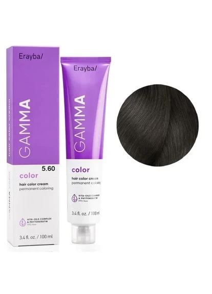 Стойкая краска для волос Gamma Color Cream 5/60 Коричневый светло-коричневый 100 мл Erayba (394180475)
