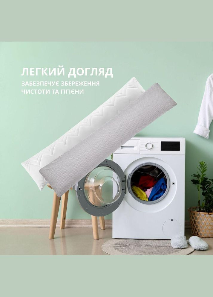 Подушка з наволочкою NORDIC+ для відпочинку та сну 40х140 см з блискавкою антиалергенна сіра IDEIA (317950348)