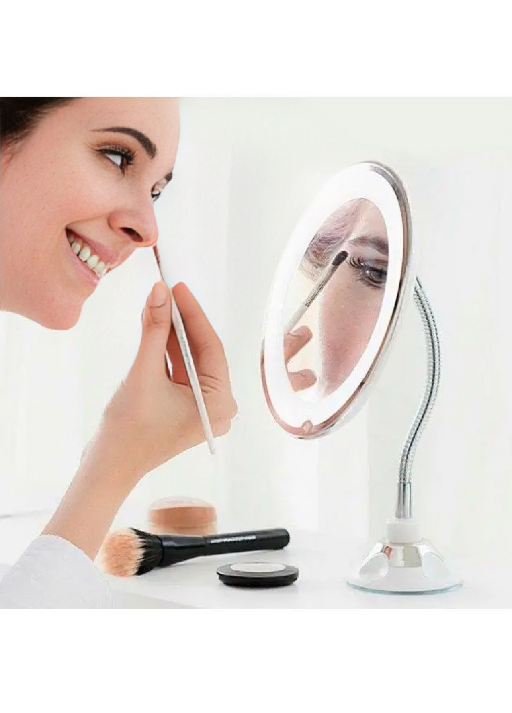 Гнучке дзеркало з LED підсвічуванням 10 кратним збільшенням обертанням на 360 градусів для макіяжу (480099-Prob) Unbranded (329360710)