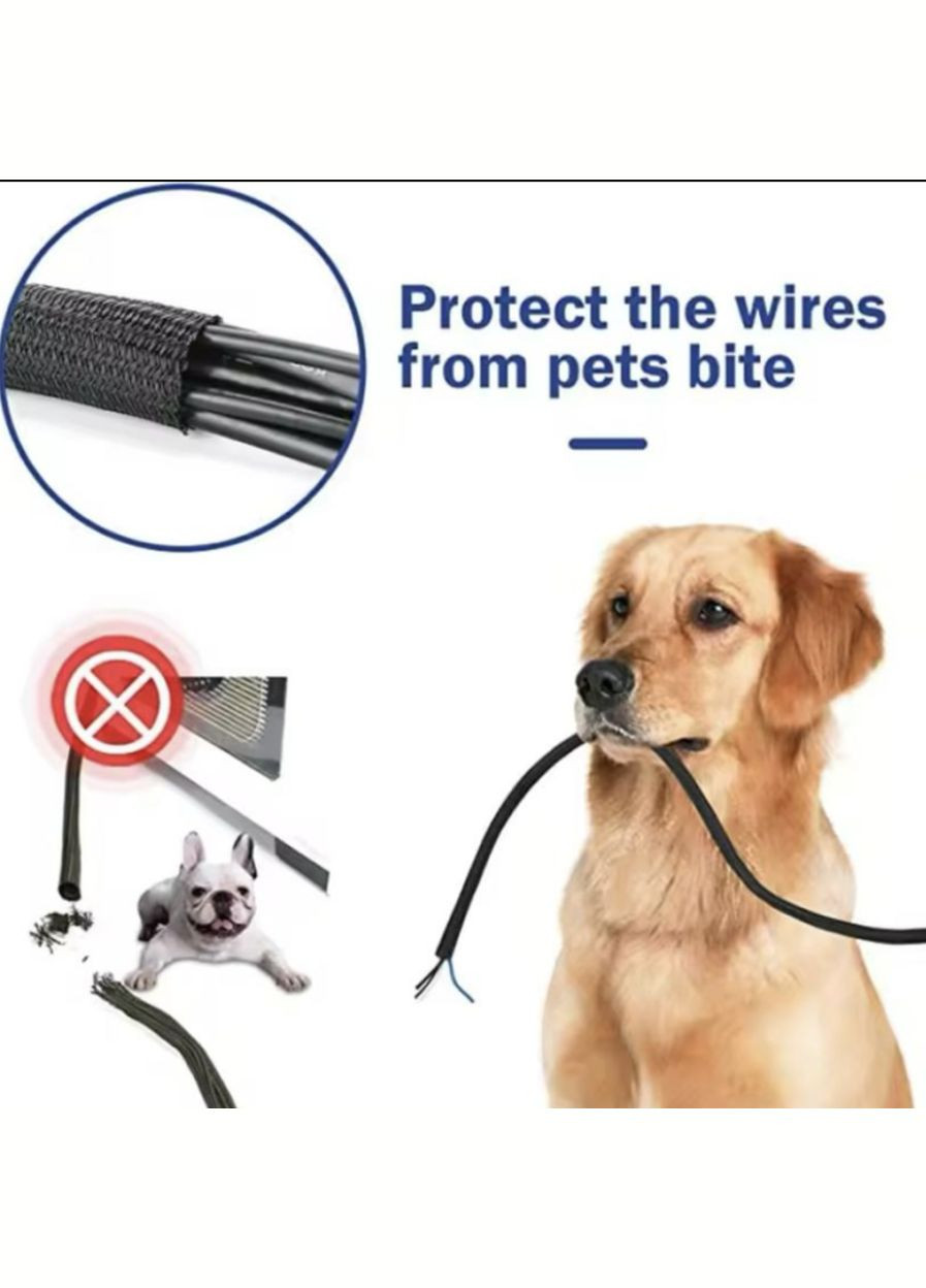 Оплетка кабеля фиксатор защита от животных изоляция для проводов 1 м 19 мм Черный Lencent (340276266)