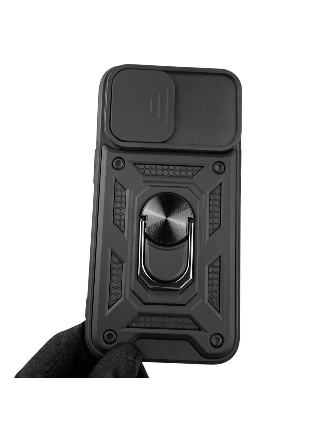 Чехол для iPhone 13 Pro бронированный с кольцом со шторкой на айфон 13 про чёрный rg1 Apple (366230641)