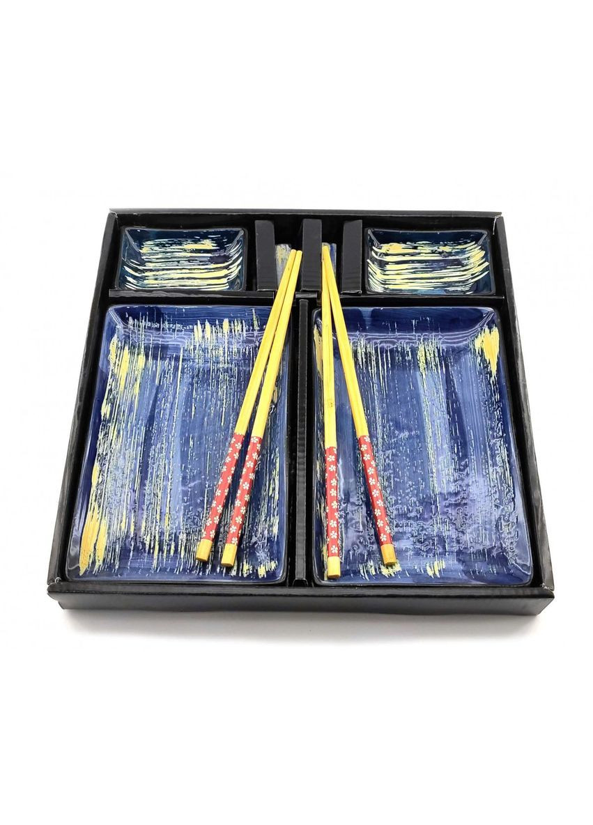 Сервіз для суші 28х28,3х3,5 см 2 персони Жовто синій No Brand (317042044)