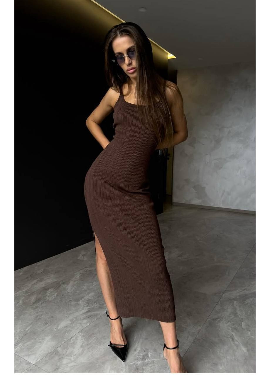 Коричневое повседневный платье Vione однотонное
