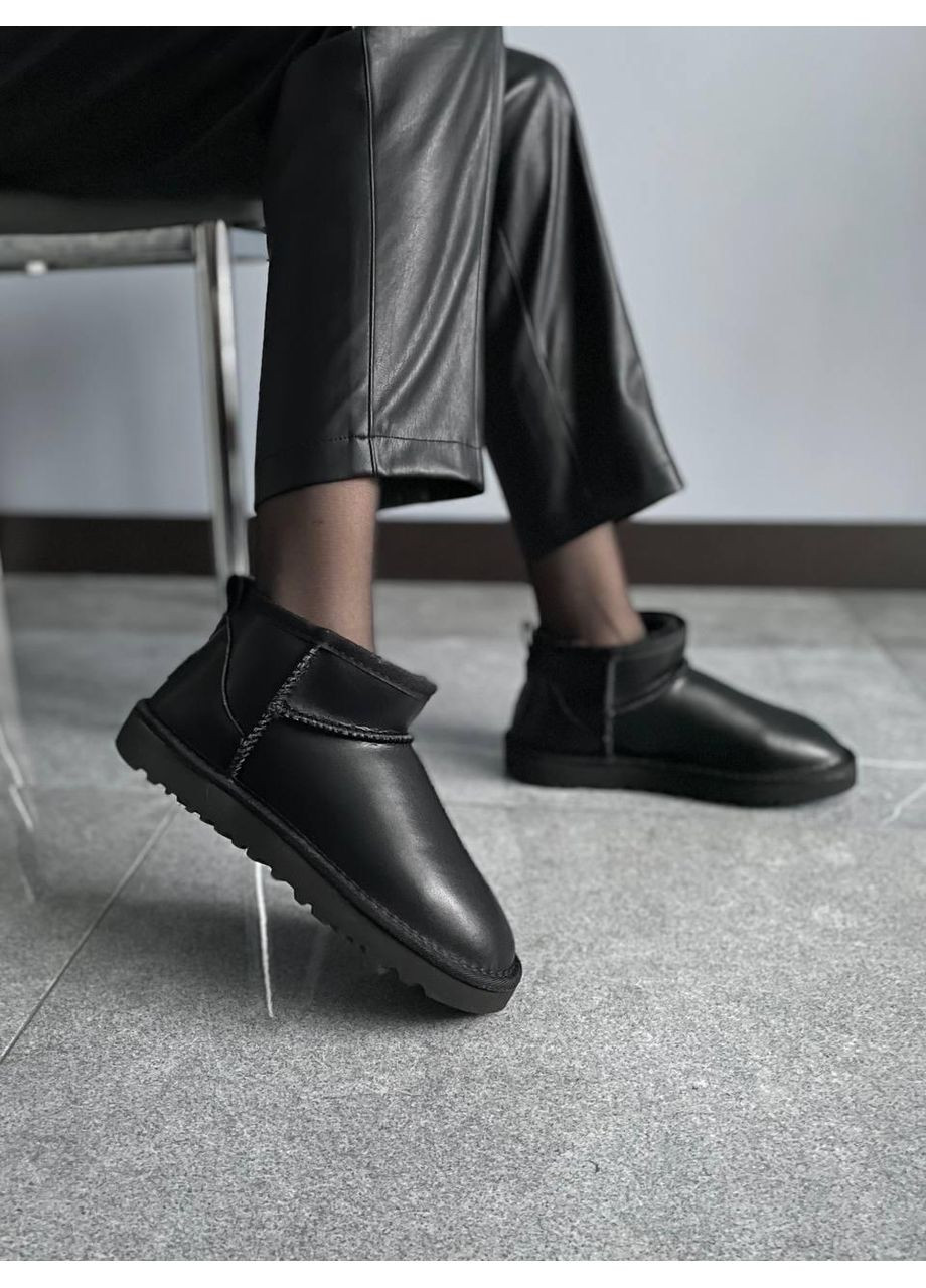 Угги Женские UGG Ultra Mini Black (Шкіра) (366320870)