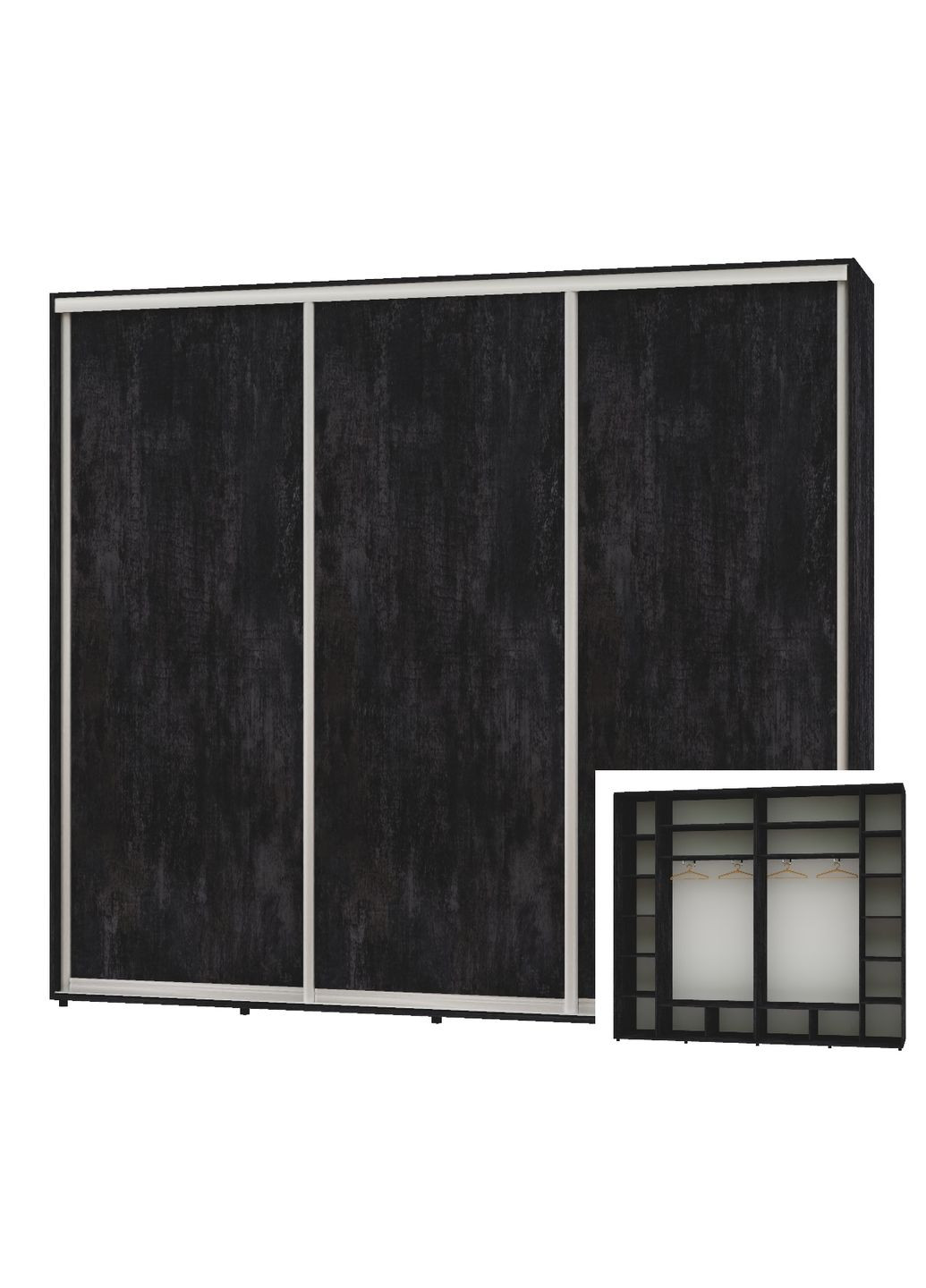 Шкаф-купе трехдверный 300*45*220 Бетон темный 3 двери ДСП Люкс-149 Алекса (360438217)