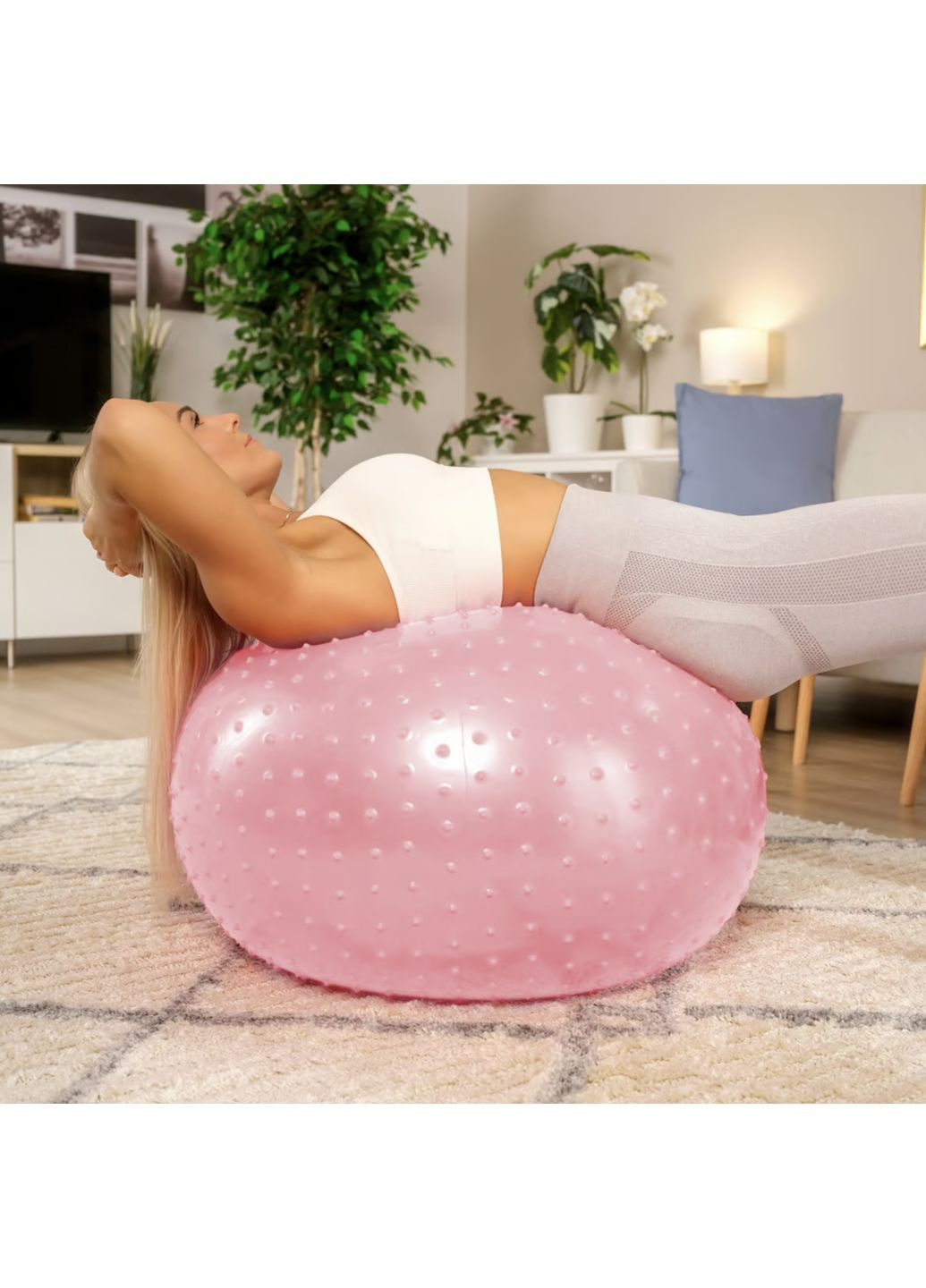 Фитбол массажный 65см розовый + насос Hop-Sport (361952240)