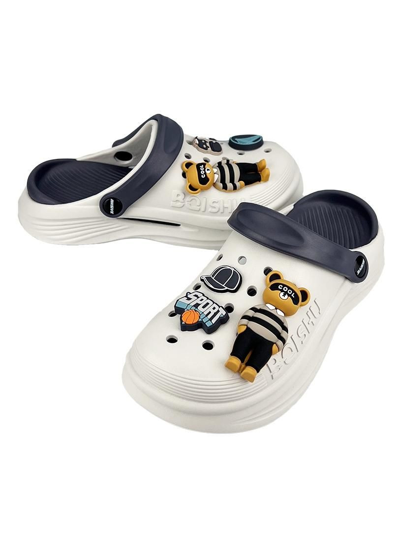 Жіночі крокси з джибітсами білі з сірим 90753-3 No Brand (331205774)