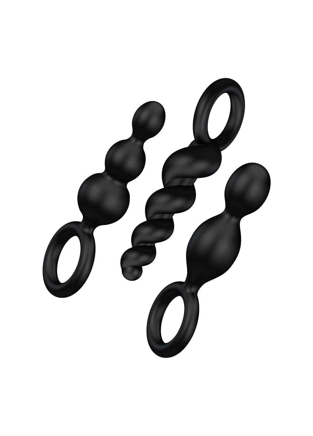 Набір анальних силіконових пробок різної конфігурації Plugs black (set of 3) Satisfyer (382844384)