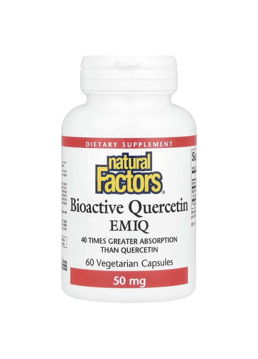 Кверцетин високоактивний біоактивний, 50 мг, Bioactive Quercetin EMIQ,, 60 вегетаріанських капсул Natural Factors (322741504)