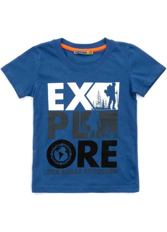 Синяя демисезонная футболка детская explore (2044-128b-blue) BLUELAND