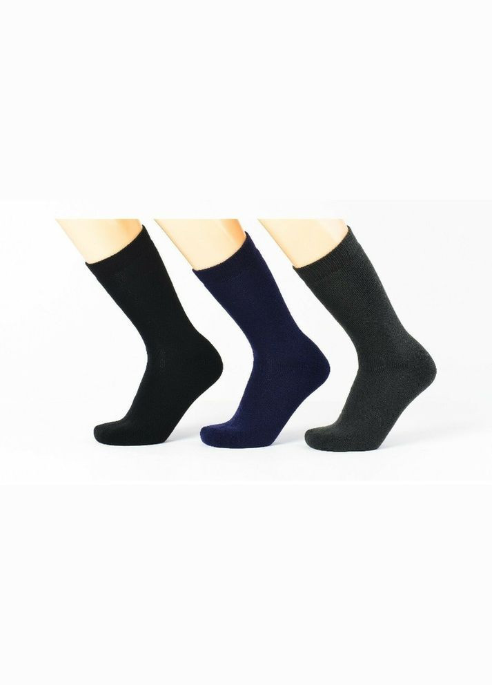 Белые набор 3 пары теплых махровых термоносков 41-43 черный, синий, серый Слід Лева (314997428)