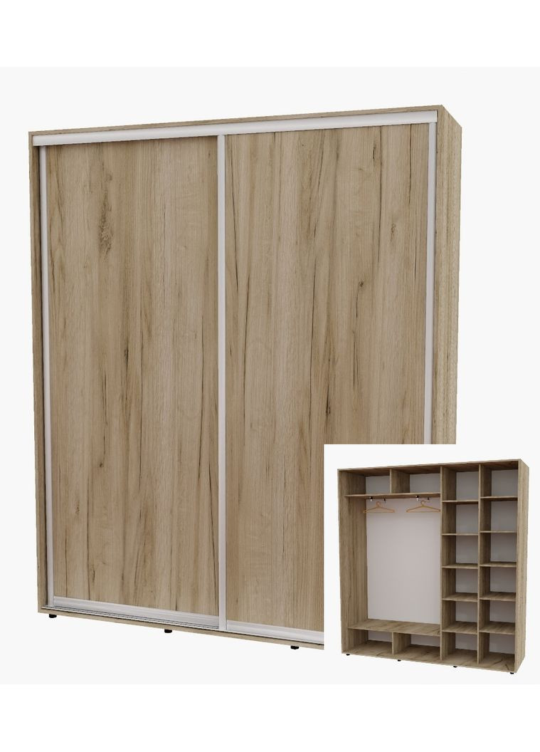 Шафа-купе дводверна 200*45*240 см Дуб крафт сірий 2 двері ДСП Алекса (356772154)