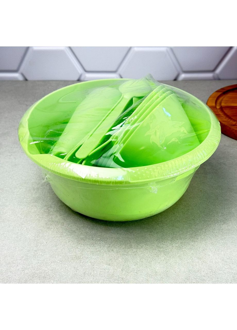 Набор пластиковой посуды для пикника Party, 22 предмета, салатовый No Brand (365815126)