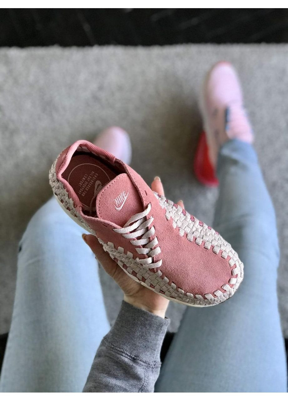 Розовые демисезонные кроссовки мужские nike footscape woven pink white найк No Brand
