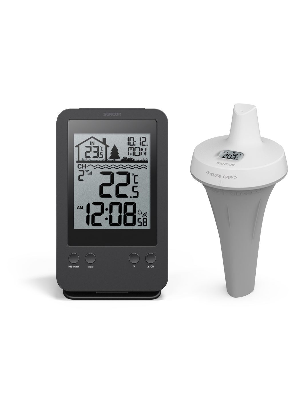 Метеостанція для басейну, внутр/зовні вимірювання, AAx2+AAx2, темп-ра, чорний Sencor (360394878)