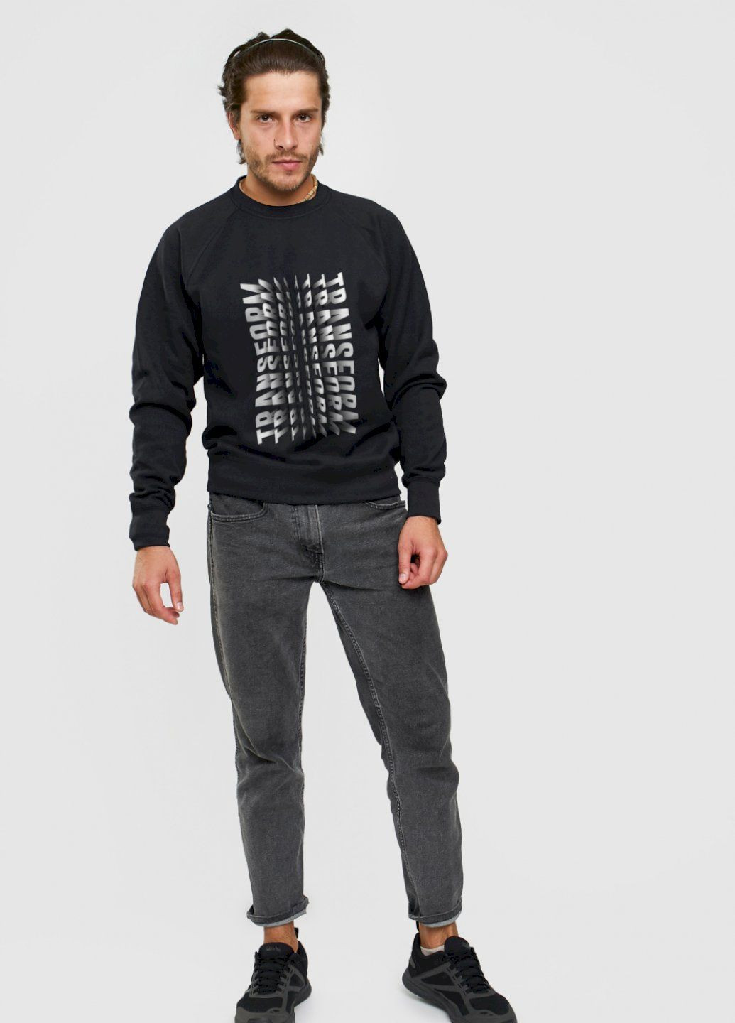 Черный свитшот мужской черный "transform" YAPPI рисунок (303772727)