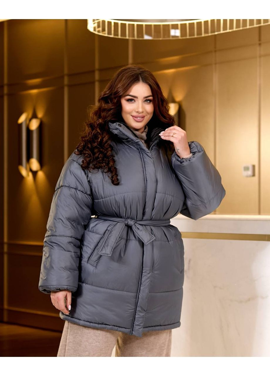 Графитовая демисезонная куртка женская тёплая Style Point