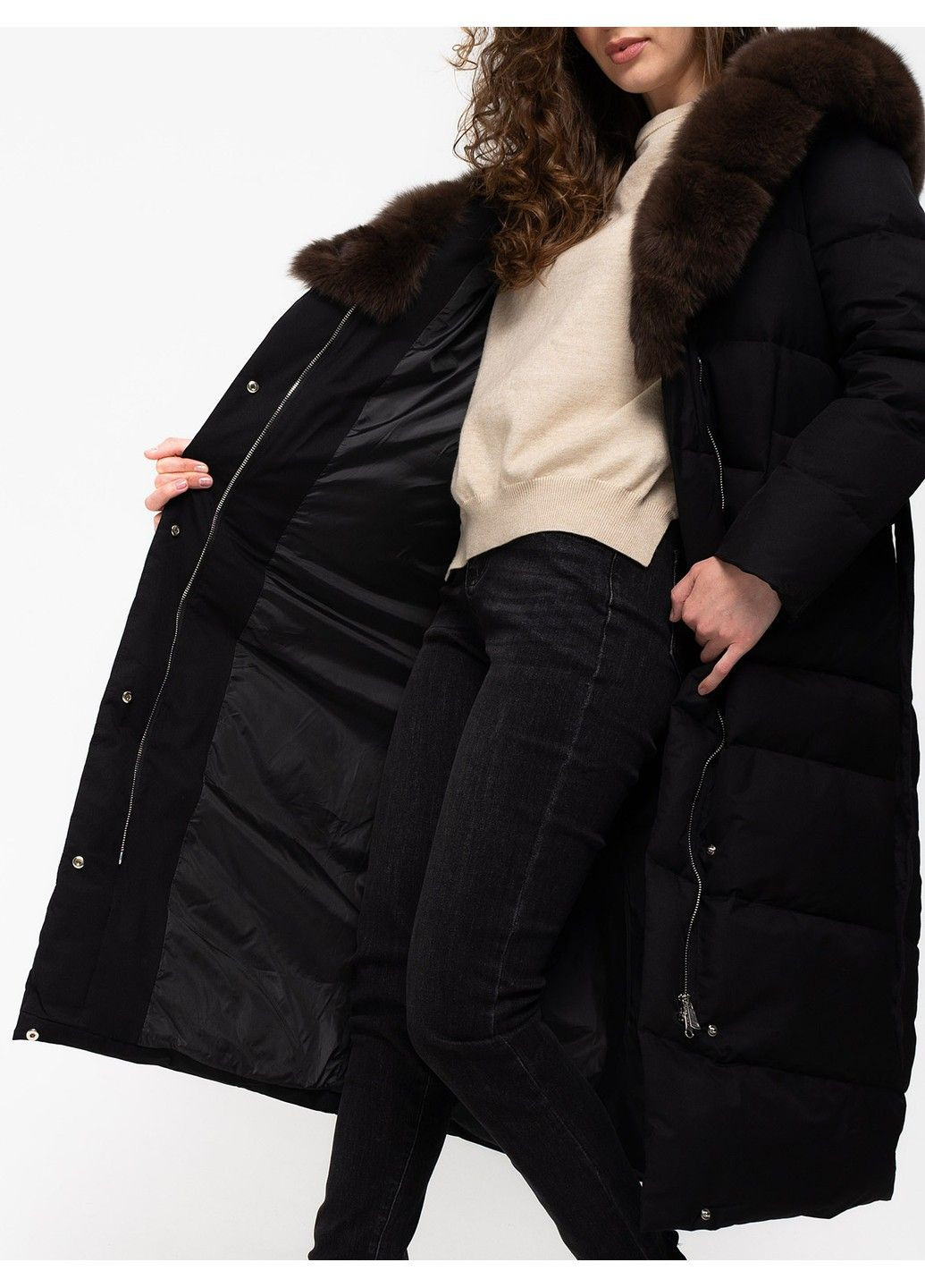Черная зимняя пальто 21 - 18128 Vivilona
