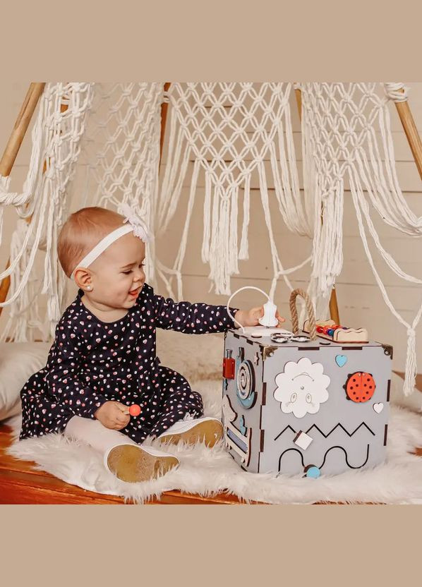 Развивающая игрушка Бизикуб TG200165 23х23х23 см Серый Temple Group (316270111)