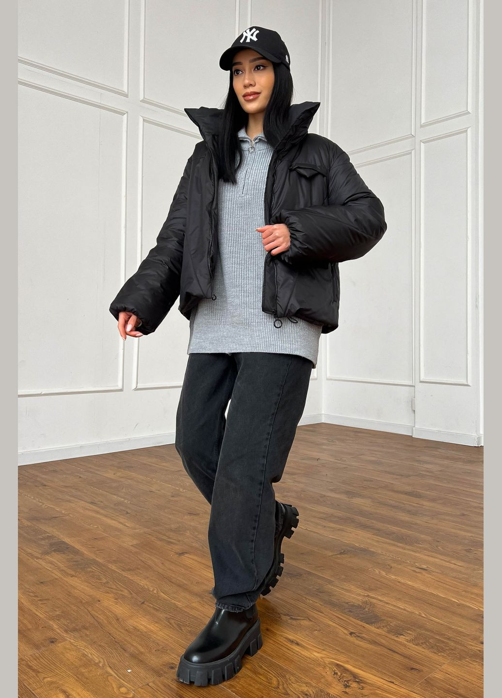 Чорна демісезонна демісезонна жіноча куртка Liton